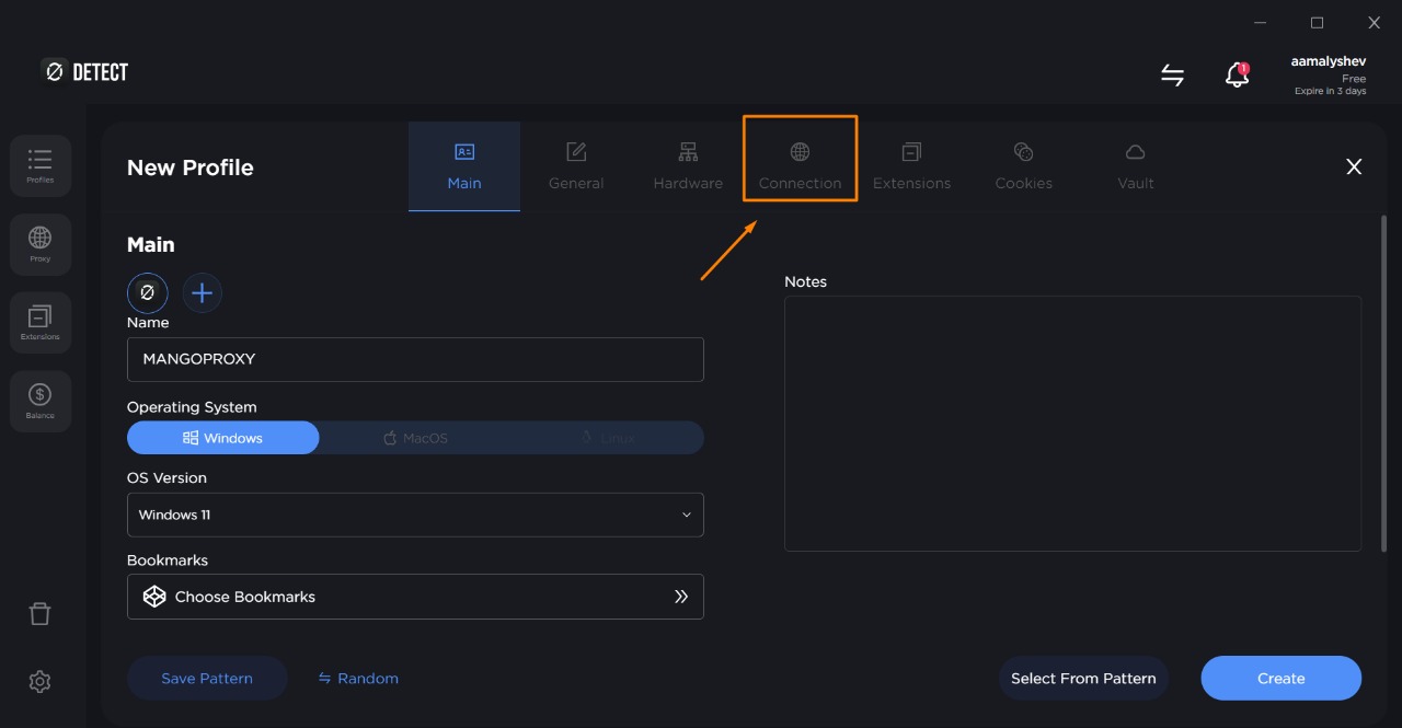 0Detect — switch to the Connections tab