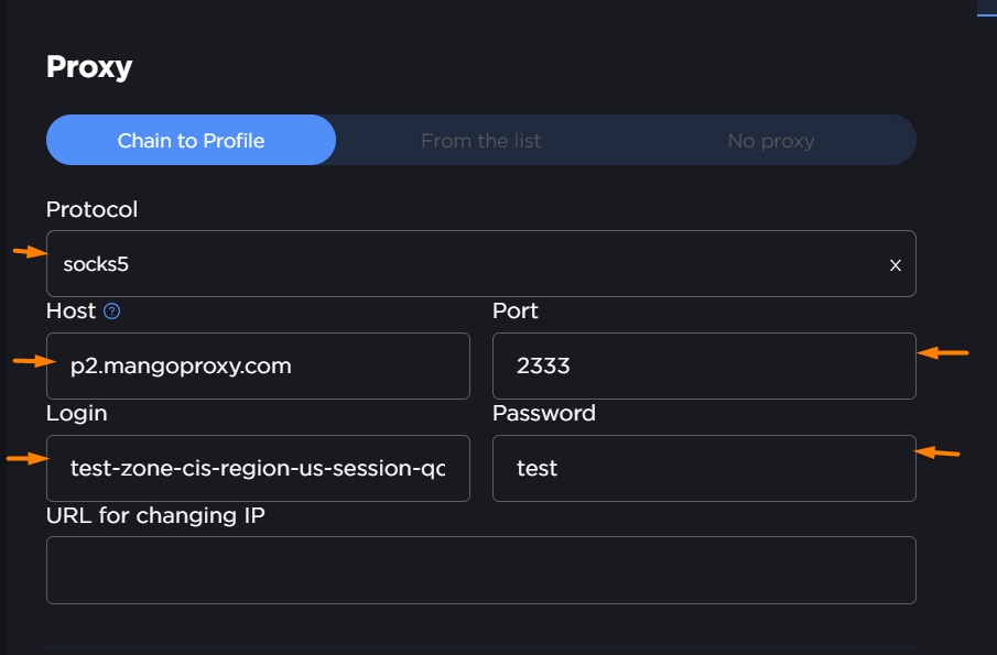 0Detect — filling SOCKS5 parameters