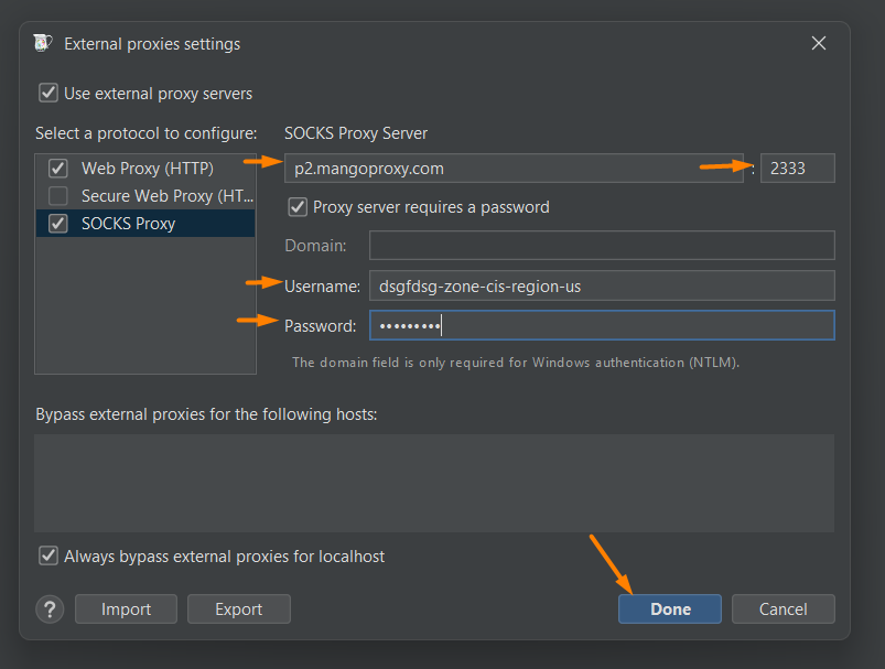 Interface Charles Proxy