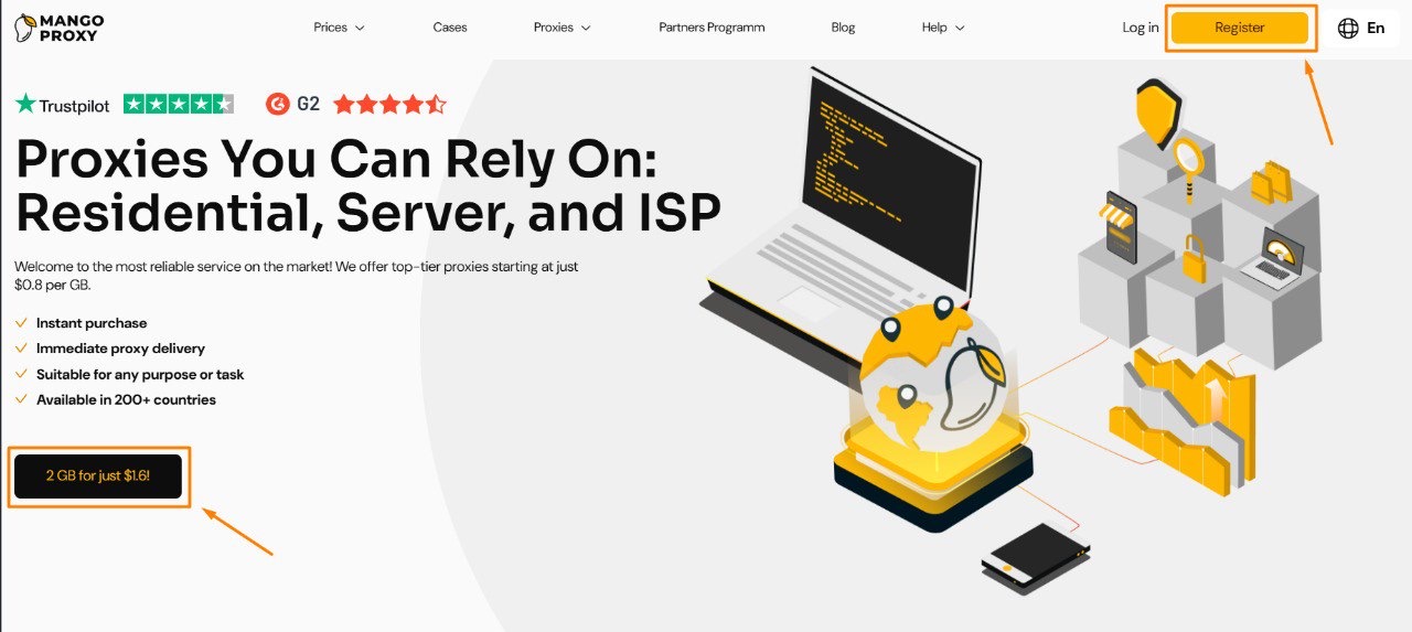Login page